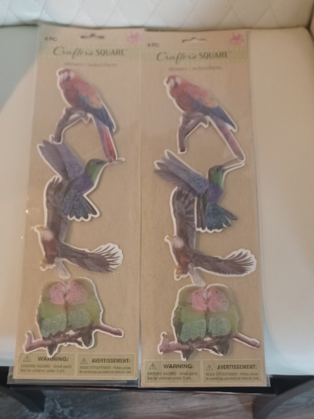 NWT Crafters Square 4 Piece Birds Pop Up 3-Dimentional Stickers 2 Packs in Sale